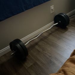 47” Curl Bar With 4-10lb Weights 