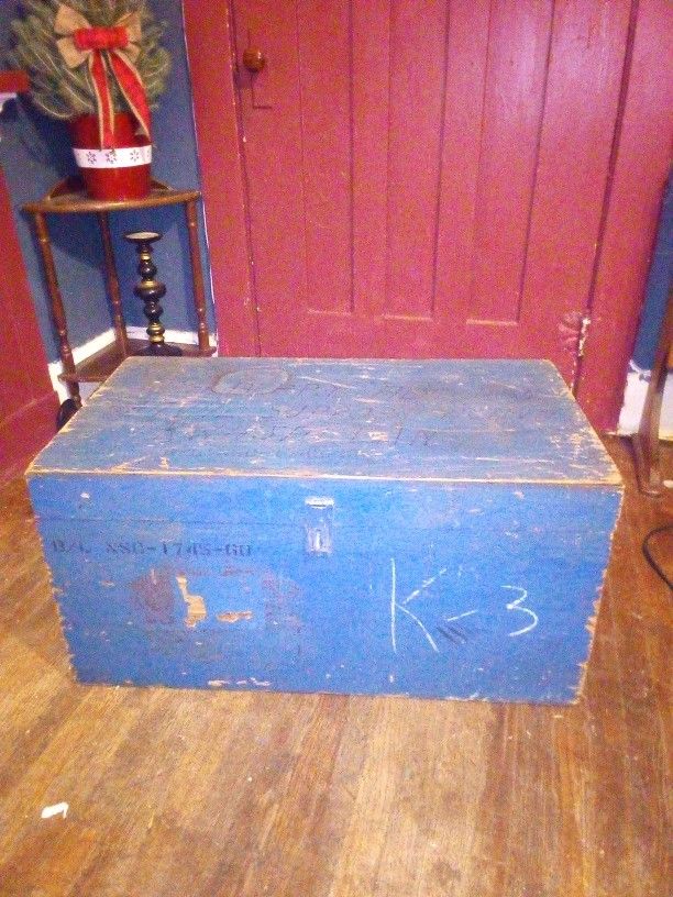 US Navy Storage Trunk Wooden Foot Locker Box