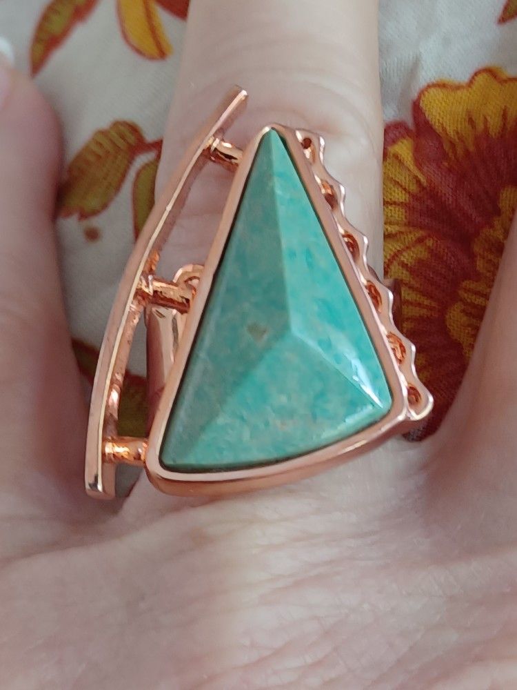 Estate JAY KING Copper &Mohave GREEN TURQUOISE Ring- Sz8
