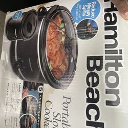 NIB Black Hamilton Beach 5 Quart Portable Slow Cooker 