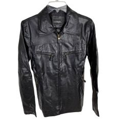 Woman's Outbrook Black Faux-Leather Zip-Front Jacket Size S