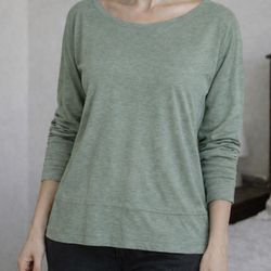 WRAP London Sage Green Long Sleeve Relaxed Jersey Top