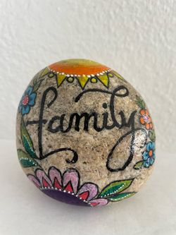 Original Hand Painted “Family” Rock - Approx 4 inches