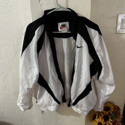 Vintage Nike White Long Sleeve Full-Zip Lined Mock Windbreaker Size Small (4-6)