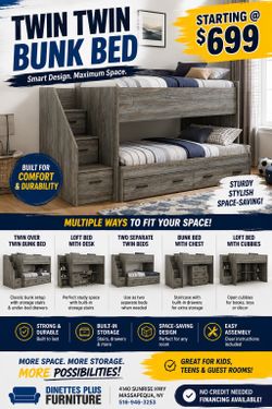 🔥 Twin/Twin Bunk Bed Starting @ $699 🔥
