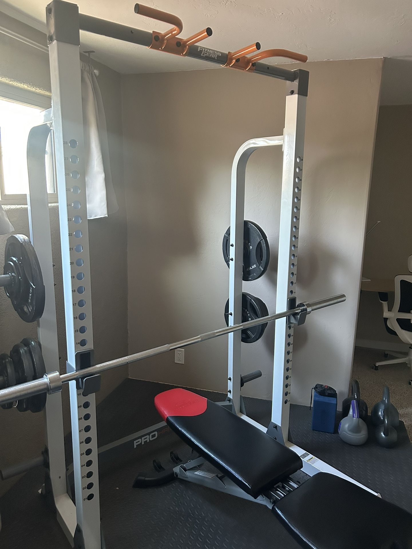 Half Rack With Bar and Bench