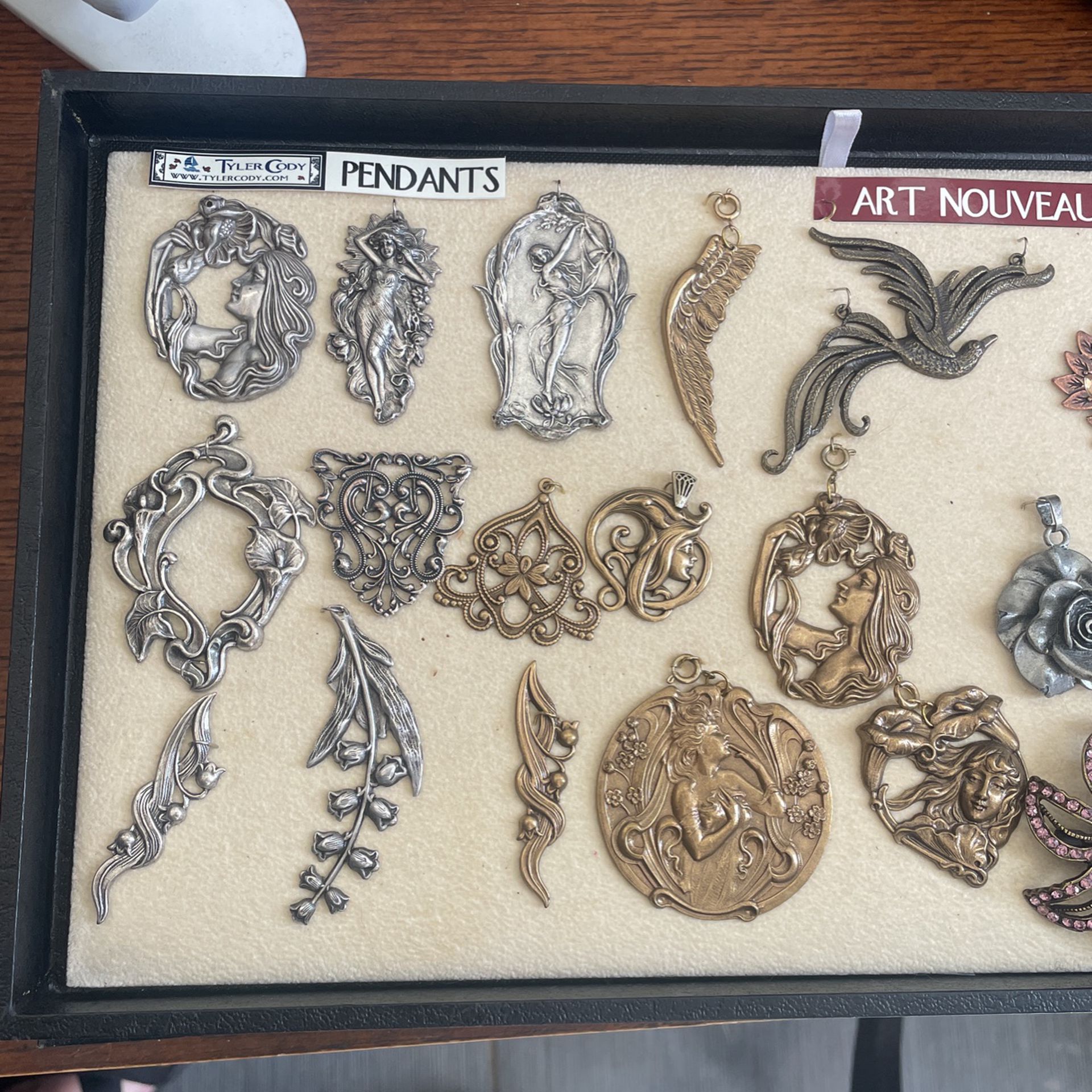 Art Nouveau Pendants And Crystal Brooches