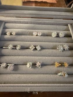 925 moissanite Stud Earring Collection – 9 Pairs