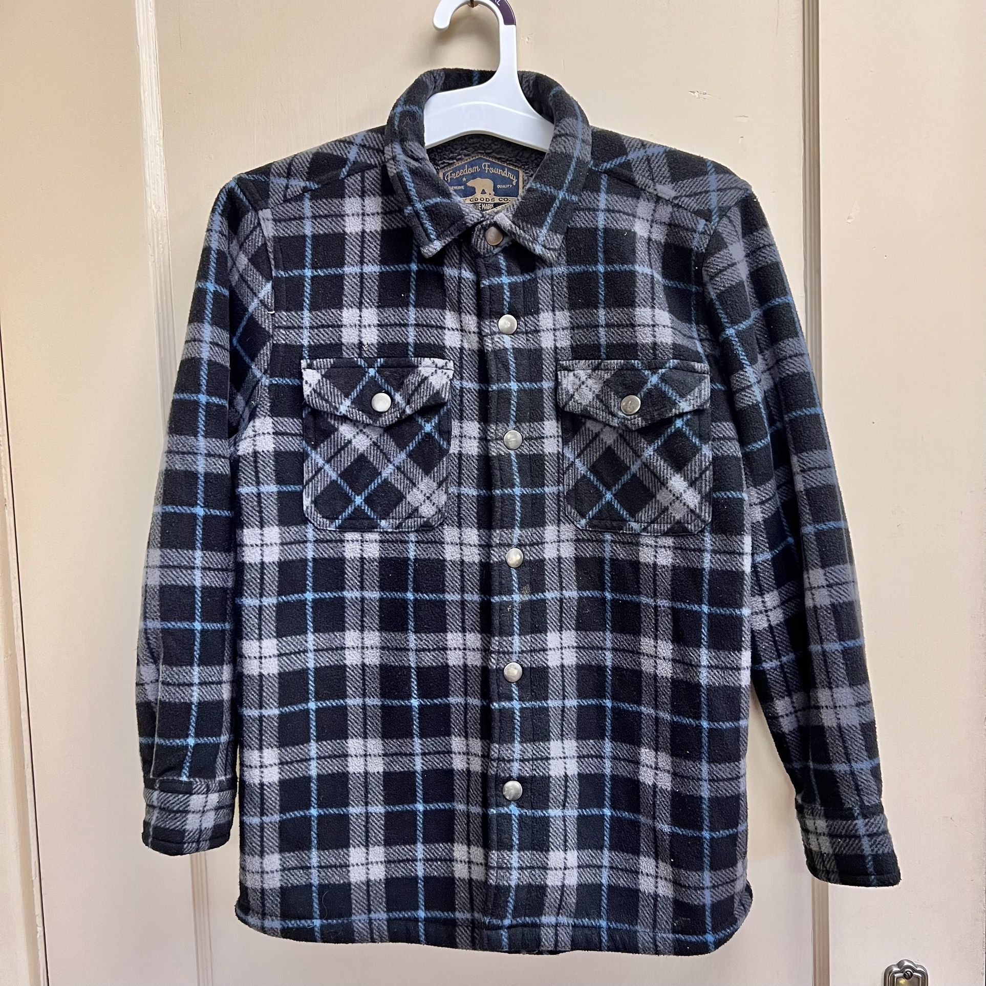 Freedom Foundry Boys M Sherpa Fleece Lined Flannel Shirt Jacket