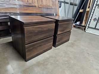 Pair of 2-Drawer Nightstands in Walnut Finish
