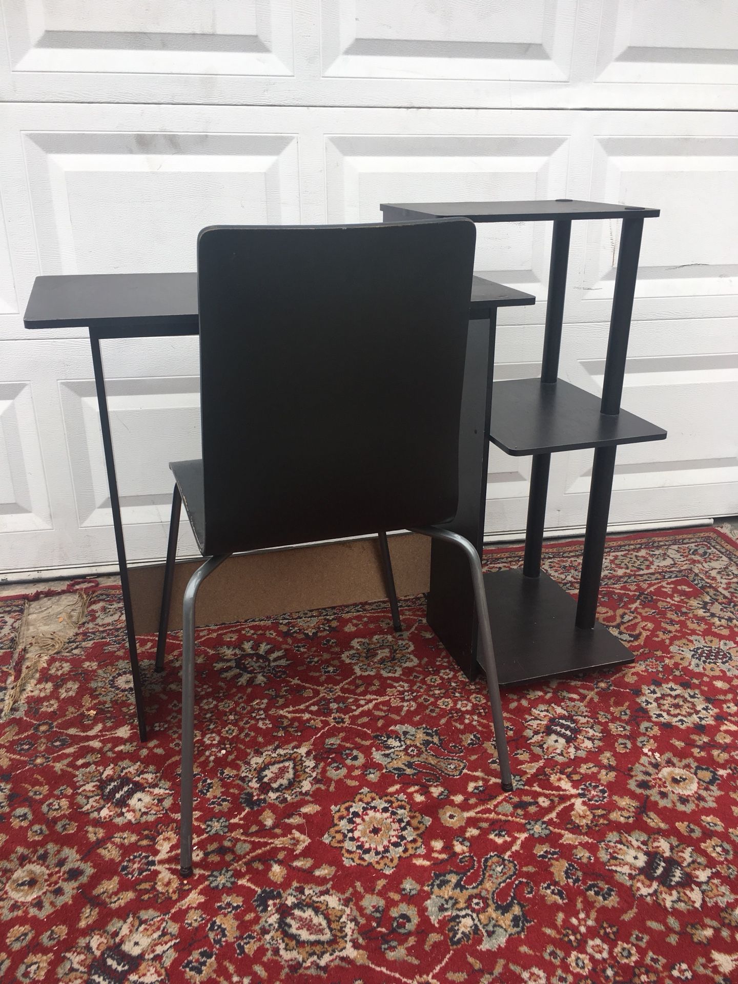 Small Black Brown Desk with Chair