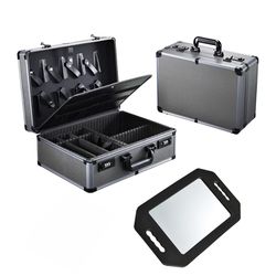 Professional Barber Case with Barber Clipper Tray Organizer, 6 Adjustable Clipper Slots & 8 Shear Holders, Portable Barber Carrying Case for Hair Tool