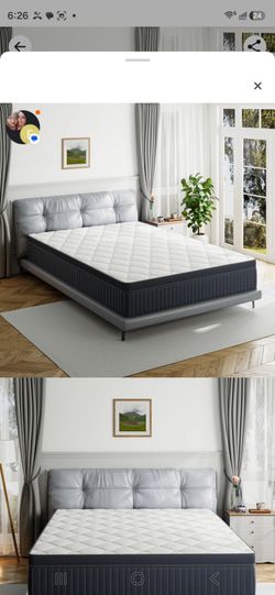 Queen Mattress White Quilted Top Dark Navy Border