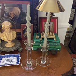 Two Glass Candleholders