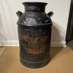Antique Vintage Eagle Steel Milk Can 