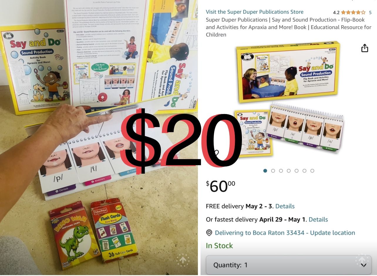 $20 Educational Say And Sound Flip Book & activities For Apraxia And more educational resources