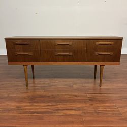 Vintage Teak Six Drawer Low Dresser on Legs - Many More Items In Stock!