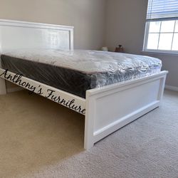 White Queen Bed & Bamboo Mattress 