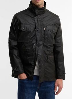 Barbour M65 Military Style Wax Jacket in Black