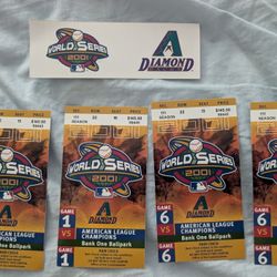 Arizona Diamondbacks 2001 World Series Ticket Stubs Game 1 & 6 (4 Total)