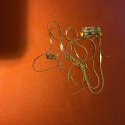 14kt Gold Necklace And Pendant Real Sand Hour Glass 