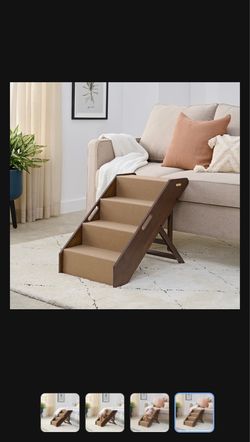 MECO Stakmore Foldable Solid Wood Cat & Dog Steps, Espresso