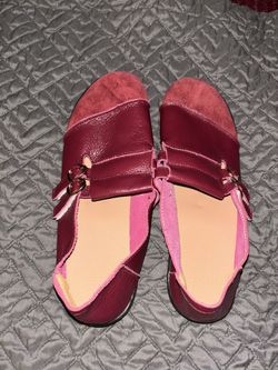 Women's Red Casual Slip On Loafers With strap Velcro Crossover Closure Size 42 (11-11.5)