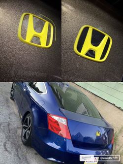 Rectangular 3D Honda-Inspired Badge – Yellow & Black Emblem (Custom Design) 