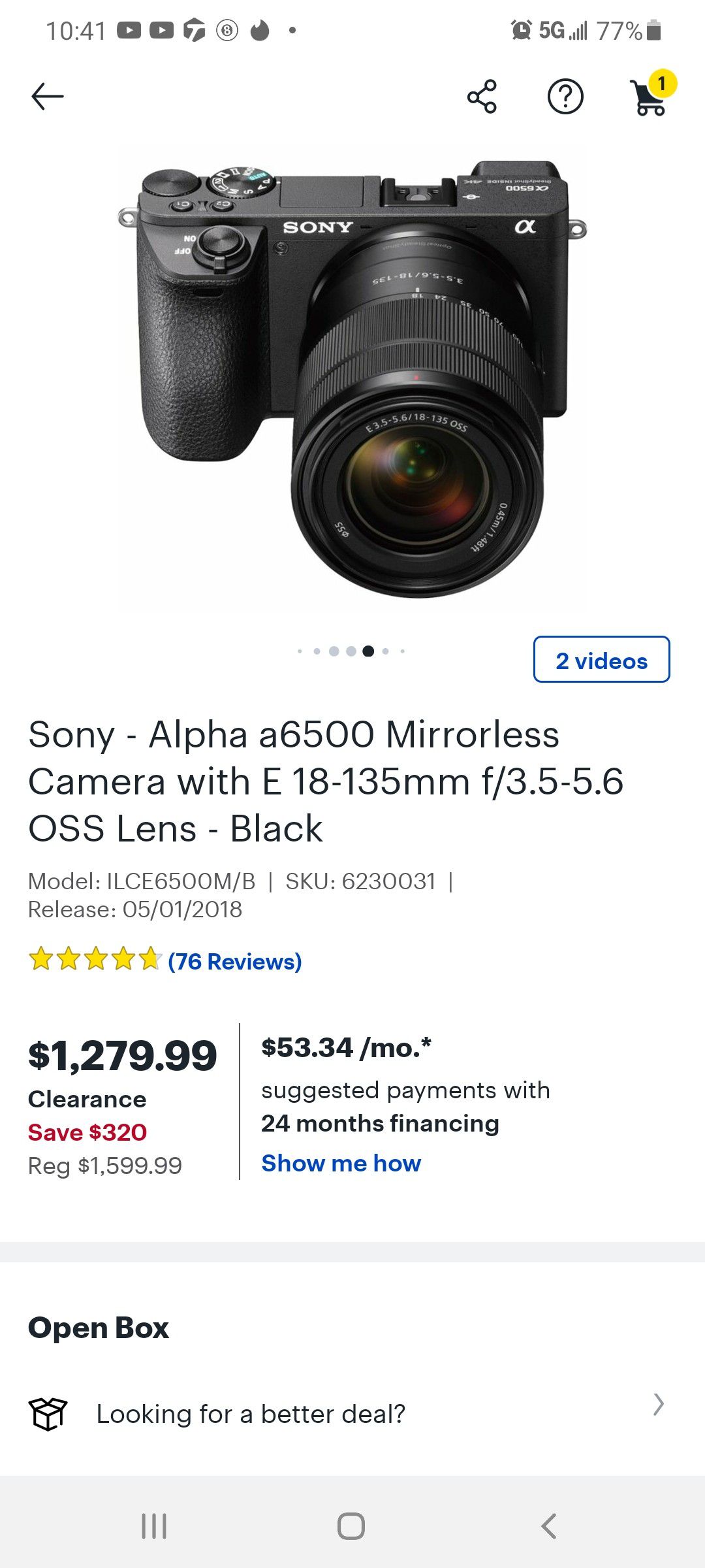 Sony alpha a6500 mirrorless camera