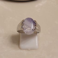 Silver and Lilac Nature Stone Ring Size 6