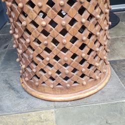 Bamileke Hand Carved Criss Cross Drum Side Table