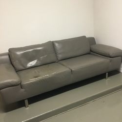 Domicil German Leather Couch - Grey