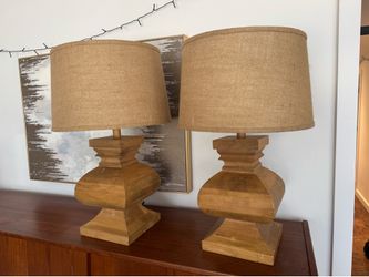 Set of Two (2) Solid Wood Lamps