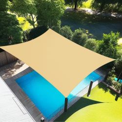16 ft. x 20 ft. Sand Rectangle Outdoor Patio Sun Sail Shade Canopy