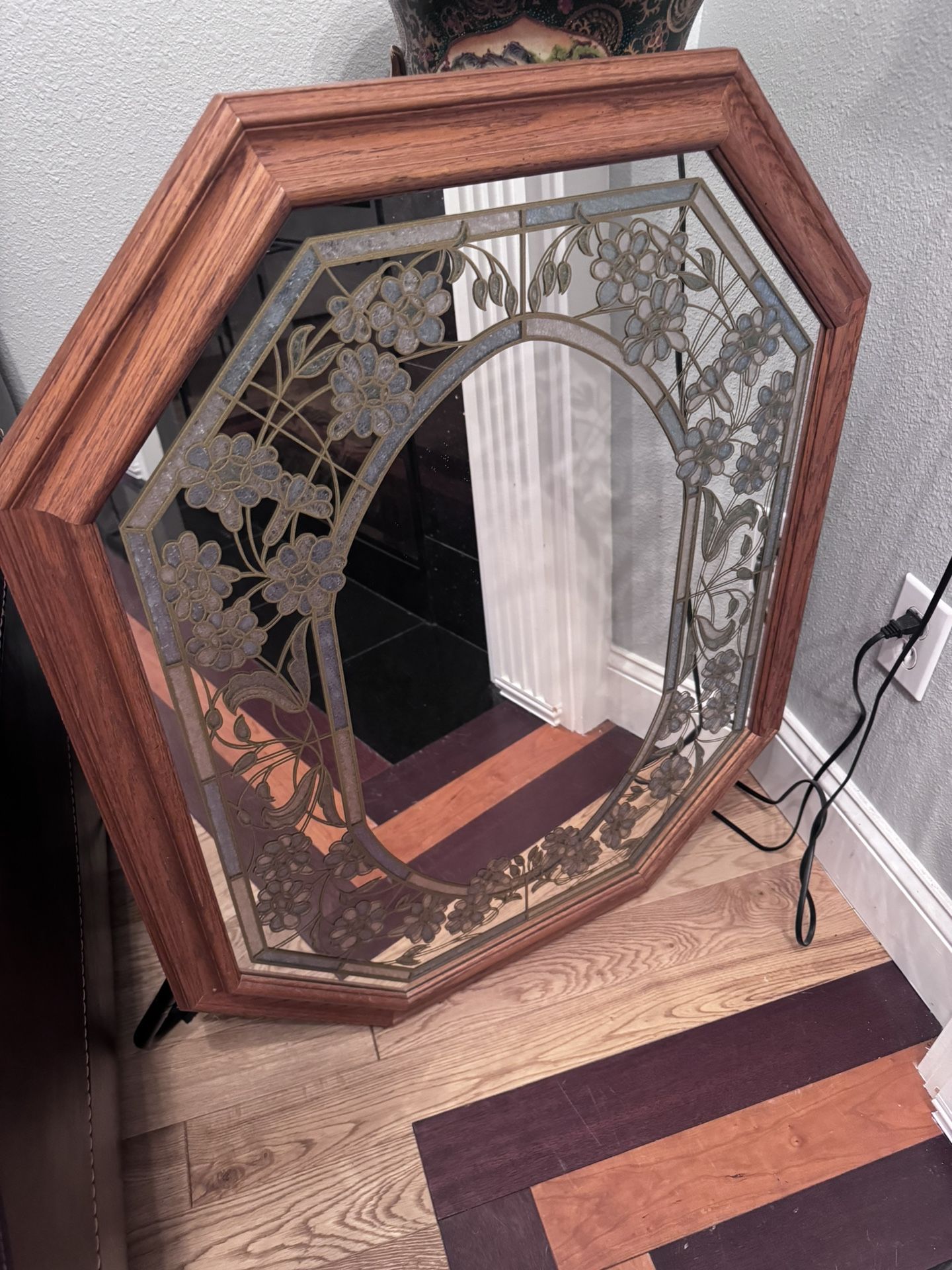 Vintage Windsor Art Vintage Mirror Color Etched Glass Large Wall