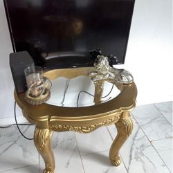 Wood Table with Glass