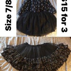 Girls Size 7/8 Black Tutu Skirts 3 For $15.00