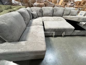 NEW 120" LARGE U Shape Sectional LOTS OF STORAGE Chaise Pull out Sleeper Bed Sofabed Set Sofa Grey and Storage Lounger Lounge Discount BIG SALE Under