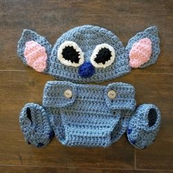 Stitch diaper cover set photo prop