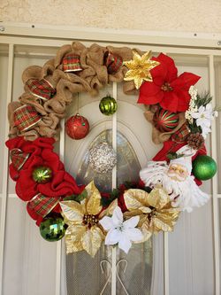 Christmas burlap wreath 24"