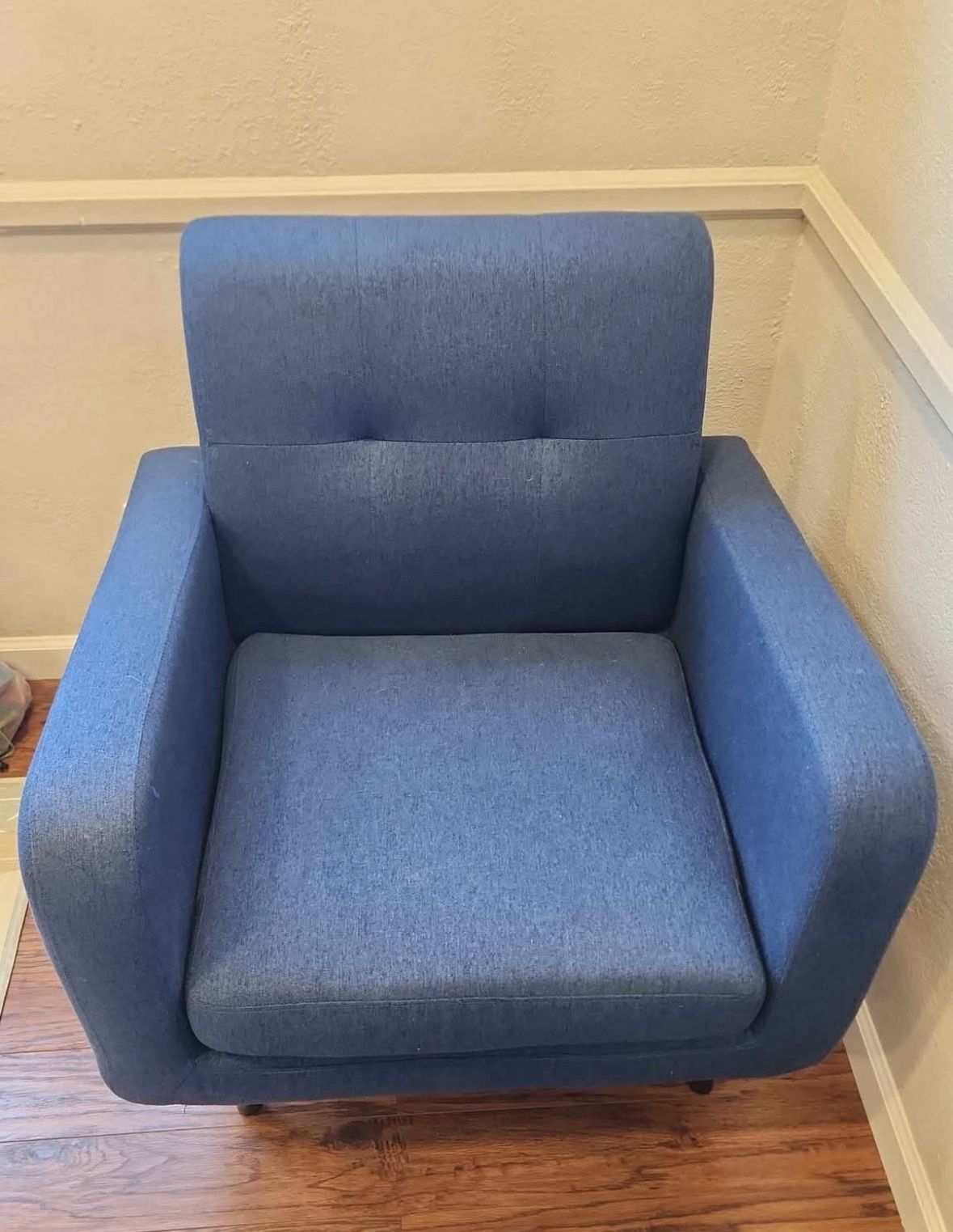 Modern Accent Chair, Upholstered Fabric Cozy Armchairs, Living Room Side Chair with Solid Wood Legs