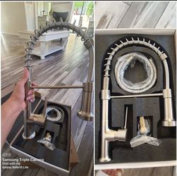 Brushed silver kitchen sink faucet modern new