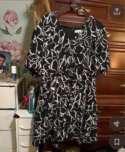 Nine West Black & White Floral Print Dress
