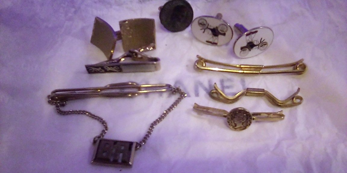 Antique Bar Tie Clips Cuffs