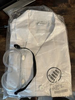 Brand New White Lab Coat Medium With Goggles