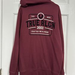 True Religion Zip-Up Red Hoodie Size Small