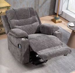 #494abc Big Man 400lbs Recliners with Extended Foot Rest and Armrest Storage, Oversized Power Lift Recliner Chair with Heat Massage and Cup Holders
