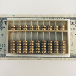 Mini Abacus Paperweight, marble and brass