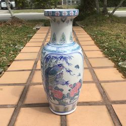 Chinese Porcelain Vase 24” Antique Vintage