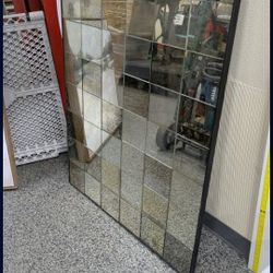 POTTERY BARN, ANTIQUE GLASS PANEL MIRROR. 
